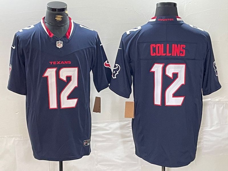 Men Houston Texans 12 Collins Blue Three generations 2025 Nike Limited NFL Jersey style 1